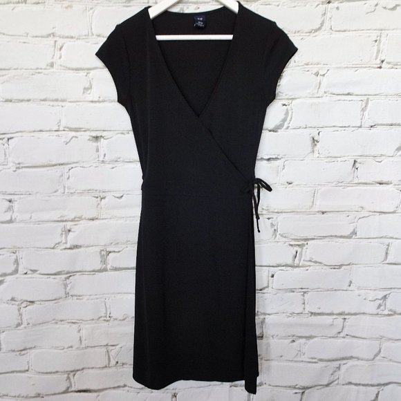 Gap Minimalist Black Wrap Dress - Picture 1 of 5